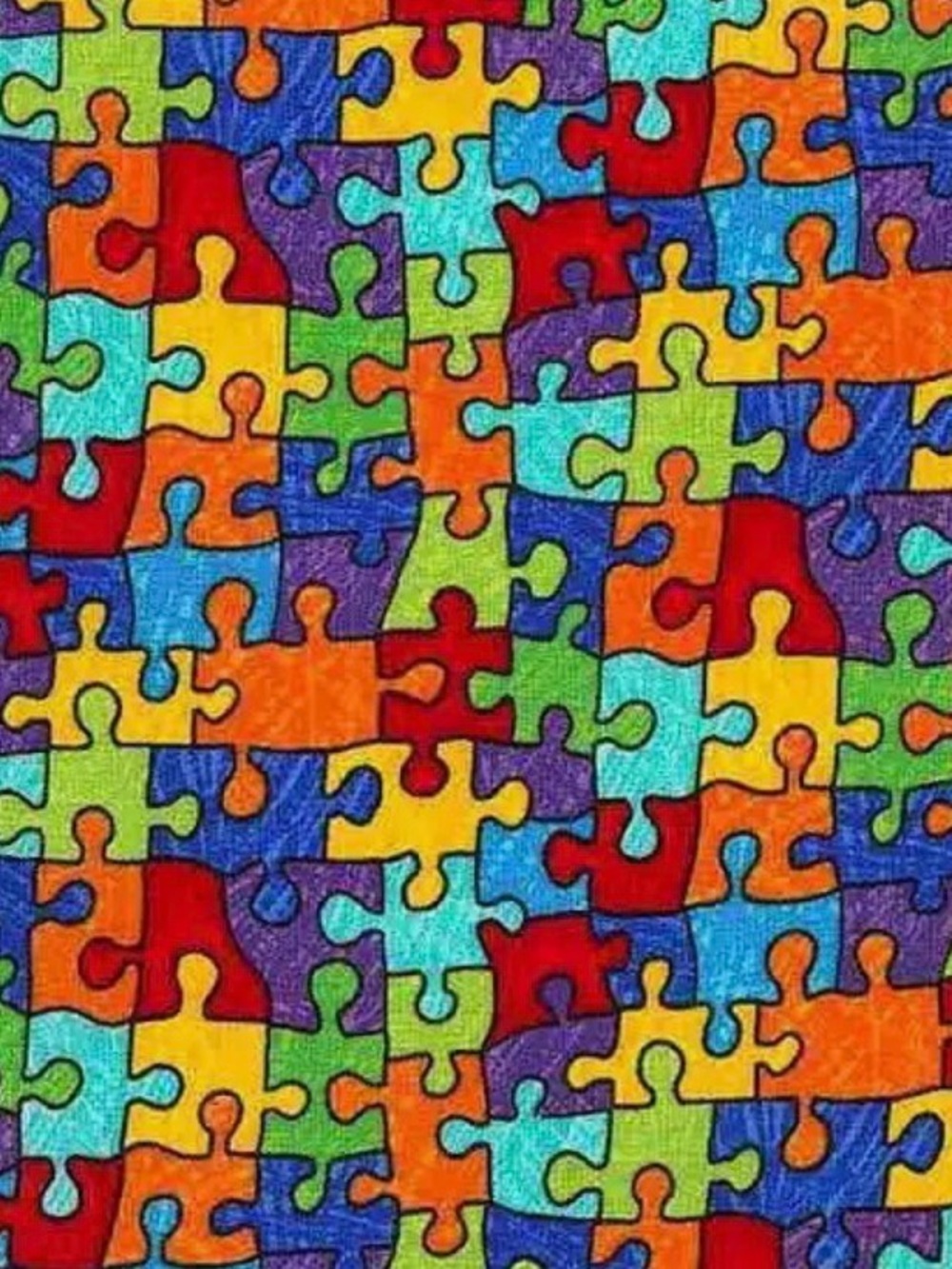 Colorful Puzzle Print Fabric - Multicolor